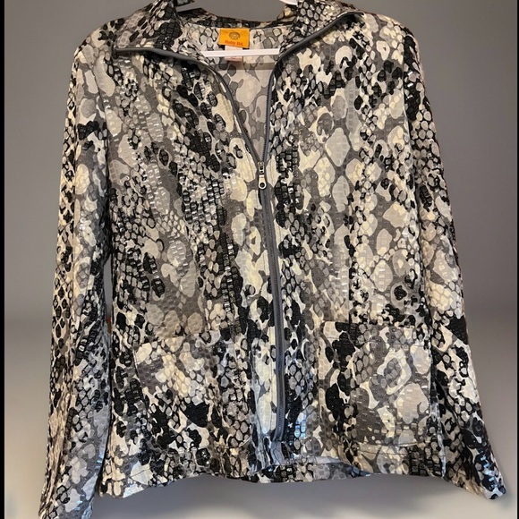 Ruby Rd Unique Shiny Abstract Shimmery Scales Embellished Full Zip Jacket Sz 8 - Picture 1 of 15